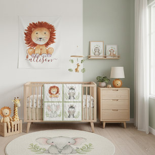Cute hand drawn lion personalised kids tapestry