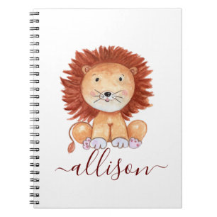 Cute hand drawn lion personalised notebook