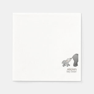 Cute Hand Drawn Little Elephant Baby Shower Napkin