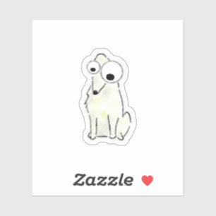 Cute Hand-Drawn Long Nose Borzoi Big Eyes Dog