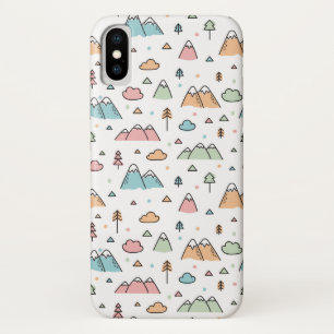 Cute Hand Drawn Mountain Scene Pattern iPhone X Case