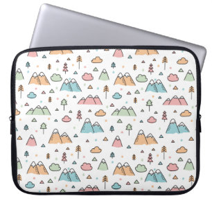 Cute Hand Drawn Mountain Scene Pattern Laptop Sleeve