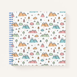 Cute Hand Drawn Mountain Scene Pattern Notebook
