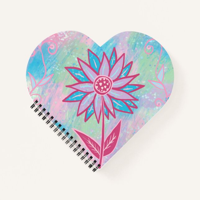 Cute Hand-drawn Pastel Flower Notebook (Front)