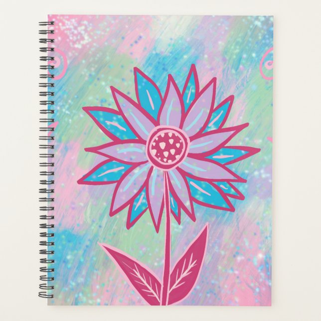 Cute Hand-drawn Pastel Flower Planner (Front)
