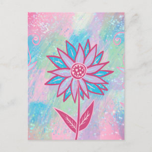Cute Hand-drawn Pastel Flower Postcard
