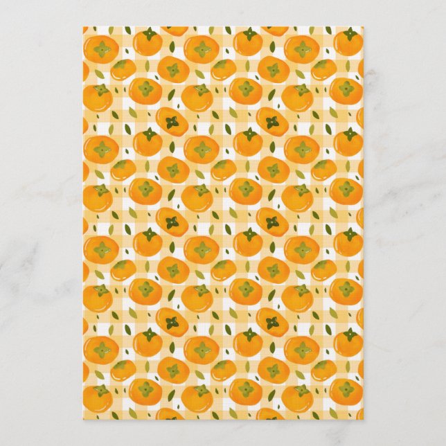 Cute Hand-Drawn Persimmons Seamless Pattern Invitation (Front)