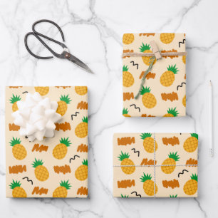 Cute Hand Drawn Pineapple Pattern Wrapping Paper Sheet