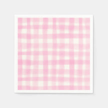 Cute Hand-Drawn Pink Gingham Girl Birthday Party