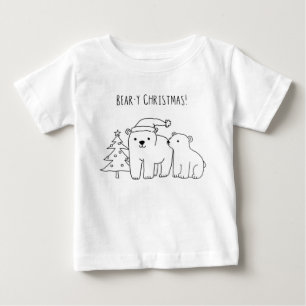Cute Hand-Drawn Polar Bears Christmas Doodle Baby T-Shirt