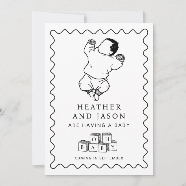 Cute Hand Drawn Pregnancy Announcement (Front)