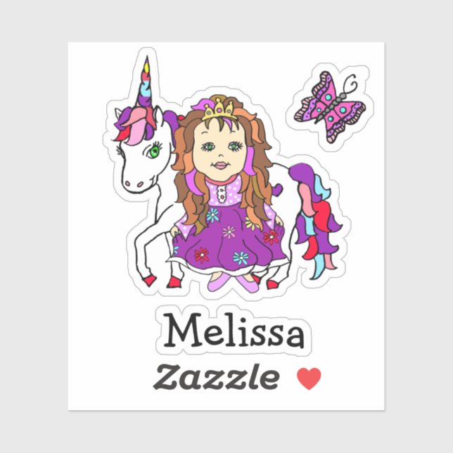Cute Hand Drawn Princess and Unicorn and Name (Sheet)
