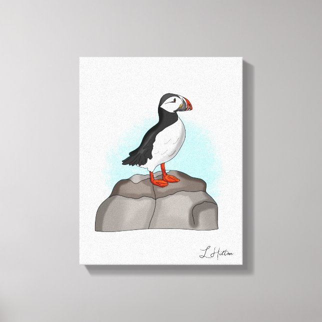 Cute Hand drawn Puffin Canvas Print (Front)