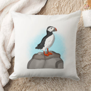 Cute Hand drawn Puffin Cushion