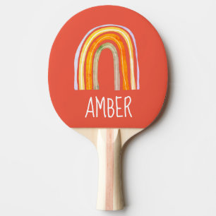 Cute hand drawn rainbow custom girl's table tennis ping pong paddle