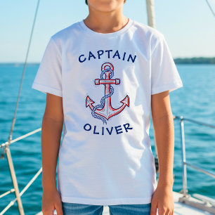 Cute Hand-Drawn Red and Blue Anchor T-Shirt