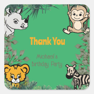 Cute Hand Drawn Safari Animals Square Sticker