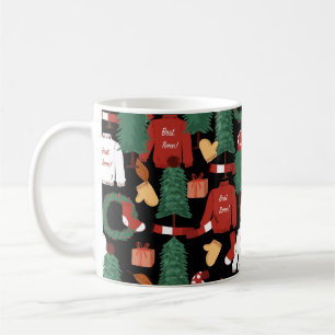 Cute hand drawn Seamless pattern with Christmas tr Coffee Mug