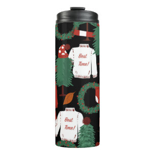 Cute hand drawn Seamless pattern with Christmas tr Thermal Tumbler