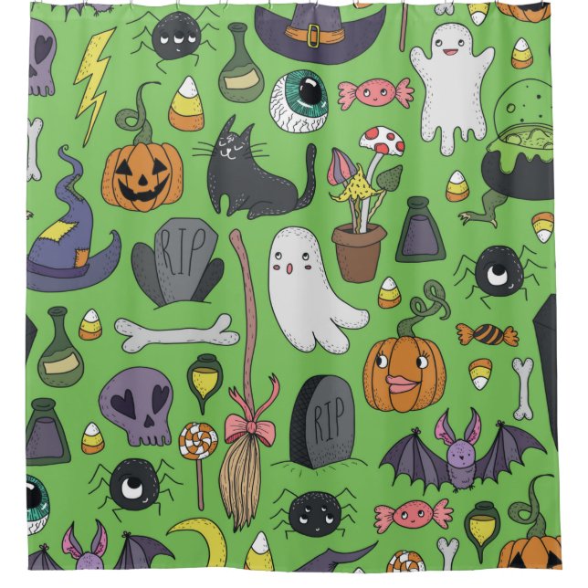 Cute hand drawn seamless patterns with cute hand d shower curtain (Front)