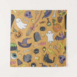 Cute hand drawn seamless patterns with cute hand d tapestry