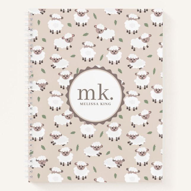 Cute Hand Drawn Sheep Lamb Baby Keepsake Memories Notebook (Front)