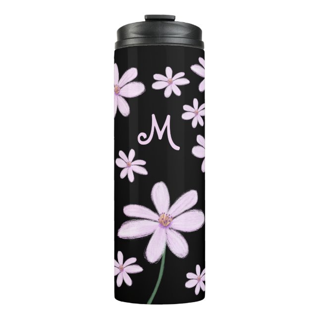 Cute Hand Drawn Sketchy Pastel Flower Thermal Tumbler (Front)