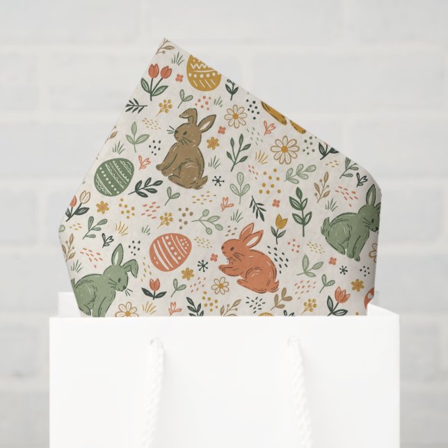 Cute Hand Drawn Spring Bunnies Tissue Paper (Gift Bag)