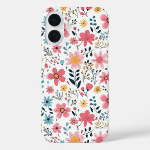 Cute Hand Drawn Spring Florals iPhone 16 Case
