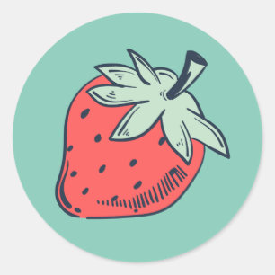 Cute Hand-drawn Strawberry Classic Round Sticker