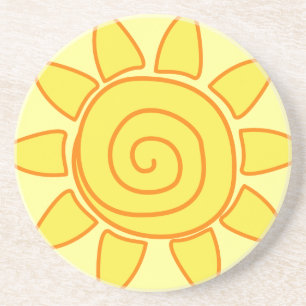 Cute Hand Drawn Sun Kids Drawing Illustration Coaster