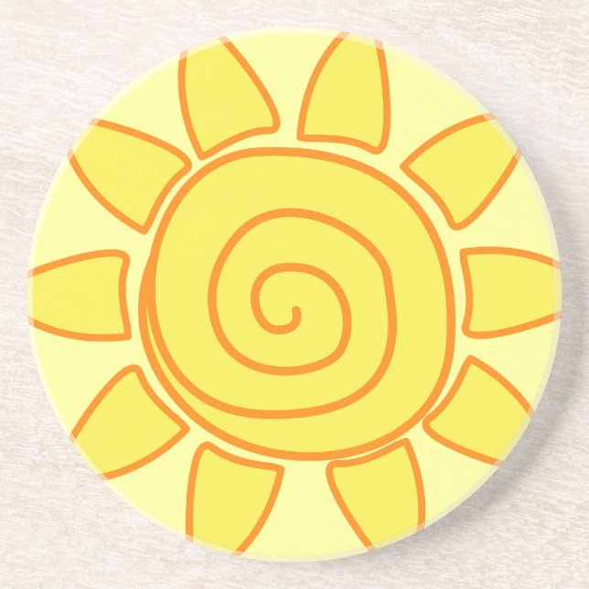 Cute Hand Drawn Sun Kids Drawing Illustration Coaster (Front)