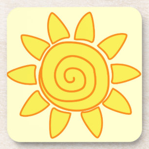 Cute Hand Drawn Sun Kids Drawing Illustration Coaster
