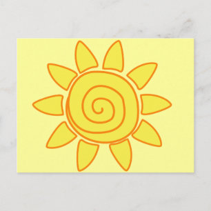 Cute Hand Drawn Sun Kids Drawing Illustration Postcard