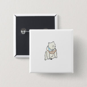 Cute Hand-Drawn Tired White Dog with Bandanna 15 Cm Square Badge