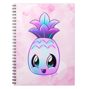 Cute Hand Drawn Tropical Purple Pineapple Notebook