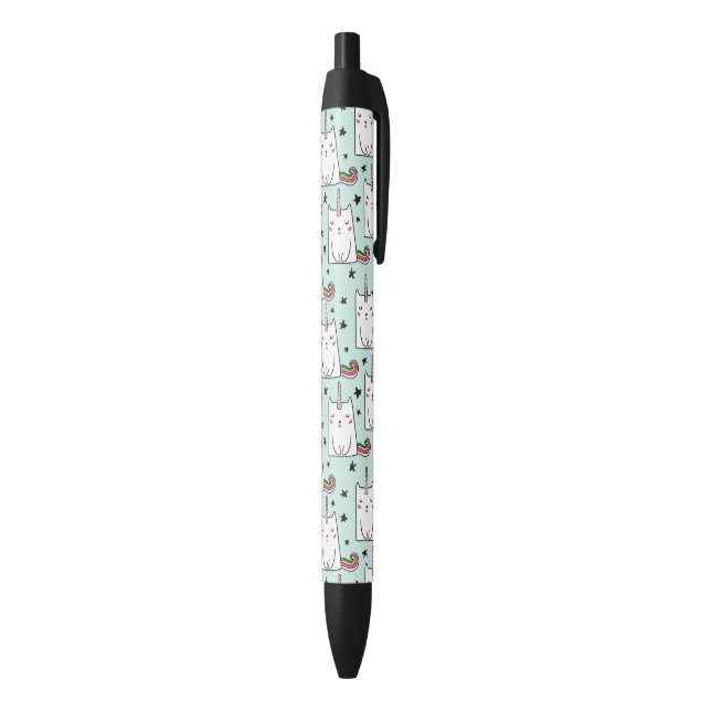 Cute Hand Drawn Unicorn Cat Pattern Black Ink Pen (Bottom (Vertical))
