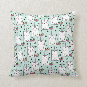 Cute Hand Drawn Unicorn Cat Pattern Cushion