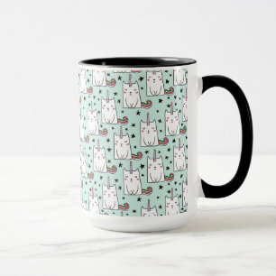 Cute Hand Drawn Unicorn Cat Pattern Mug
