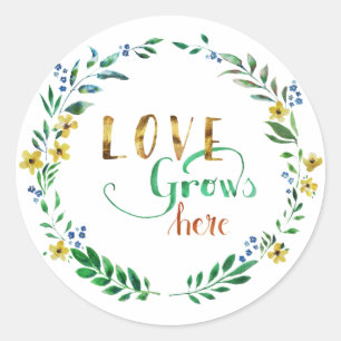 Cute Hand-Drawn Watercolor Floral Wreath Classic Round Sticker