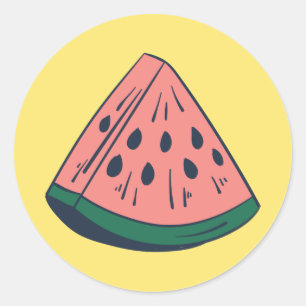 Cute Hand-drawn Watermelon Classic Round Sticker
