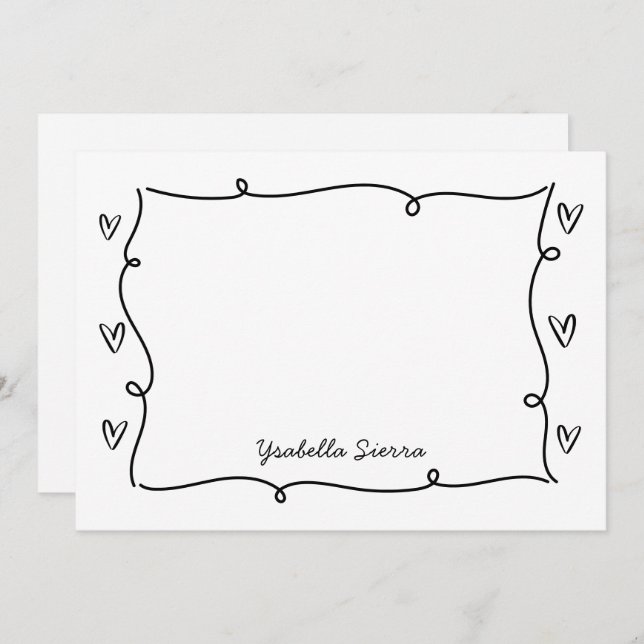 Cute Hand Drawn Wavy Hearts Simple  Card (Front/Back)