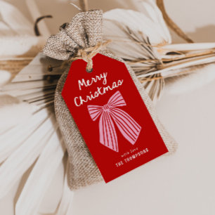 Cute Hand Drawn Whimsical Bow Christmas Gift Tags