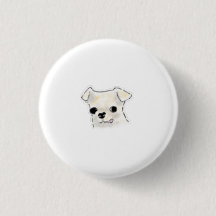 Cute Hand-Drawn White Chihuahua Blep Illustration 3 Cm Round Badge