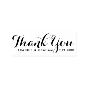 Cute Hand-Lettered Script   Wedding Thank You Rubber Stamp