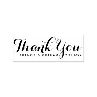 Cute Hand-Lettered Script | Wedding Thank You Rubber Stamp
