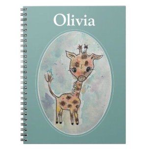 Cute Hand Painted Giraffe Personalised  Notebook