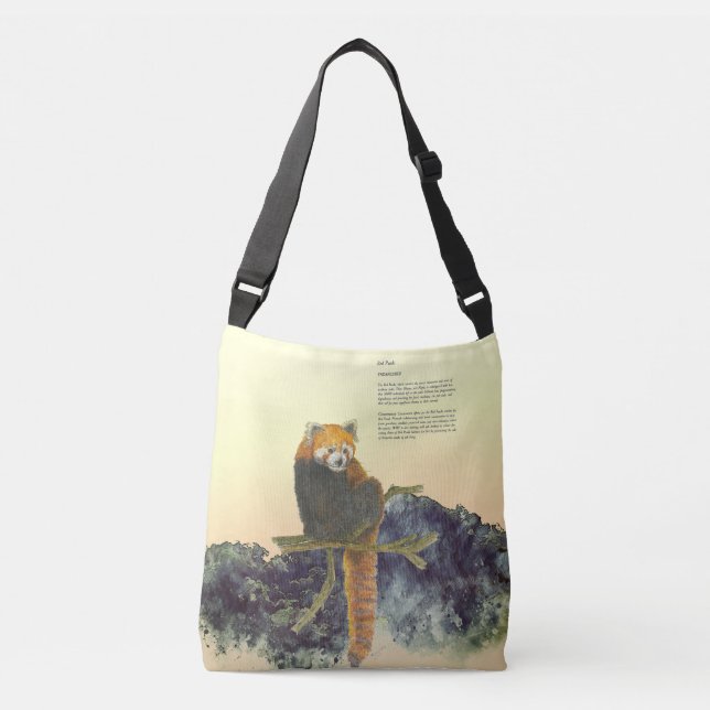 Cute Hand-Painted Red Panda Crossbody Bag (Front)