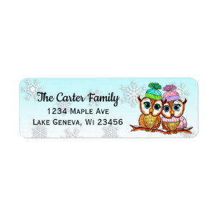 Cute hand painted watercolor owls snowflakes