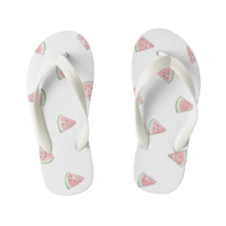 Cute hand painted watercolour watermelon print kid's flip flops